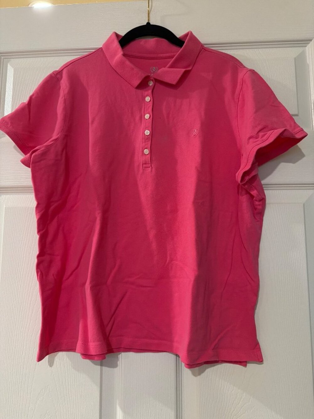 Izod Womens Pink Polo Shirt 1X Cotton Spandex Blend Short Sleeve Embroidered Log - Picture 1 of 5